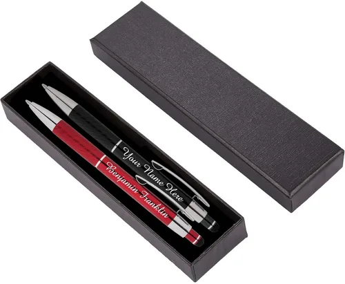 Miniatura 8 de ExpressDesigns™ - Set de regalo de bolígrafos personalizados - Paquete de 2 bolígrafos de metal con caja de regalo - Bolígrafo de lujo grabado
