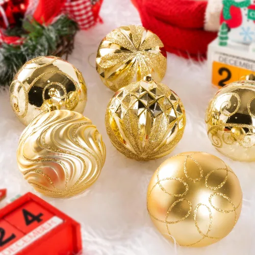 Miniatura 4 de Juego de adornos de bola de Navidad dorados de 3.15 pulgadas, 16 piezas de adornos dorados para árbol de Navidad, bolas colgantes grandes