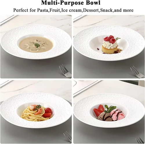 Miniatura 7 de Berglander Juego de 6 cuencos de sopa con bordes, reutilizables de 9 onzas, platos multiusos para sopa de champiñones, pasta, fruta, helado, postre