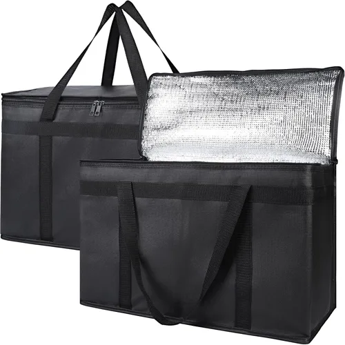 Miniatura 29 de Bodaon Paquete de 3 bolsas aisladas para entrega de alimentos para comidas calientes y frías, bolsas enfriadoras XXL, bolsa aislante para catering