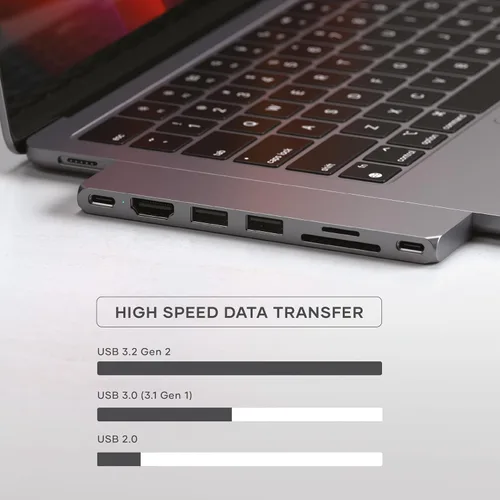 Miniatura 3 de Satechi Adaptador multipuerto USB C Hub 7 en 1 Pro Slim, USB C Dongle, carga de 100 W, HDMI 4K, USB 4, USB 3.2 Gen 2, lector de tarjetas SD/Micro