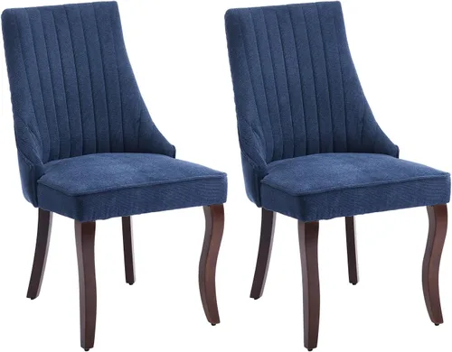 Miniatura 20 de Juego de 8 sillas de comedor, sillas de cocina con canales de lino con patas curvadas de madera maciza, silla de comedor tapizada de tela cómoda