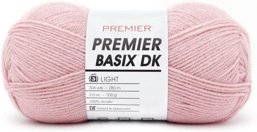 Miniatura 42 de Premier Yarns Basix Hilo DK, hecho de acrílico, hilo ideal para ganchillo y tejido, lavable a máquina, rosa camafeo, 3.5 onzas, 306 yardas Rosa Cameo