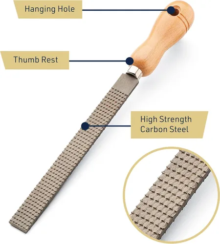 Miniatura 5 de Kings County Tools Raspa plana para carpintería de 8 pulgadas Material de acero de alta calidad Duradero y duradero Mango de madera de haya