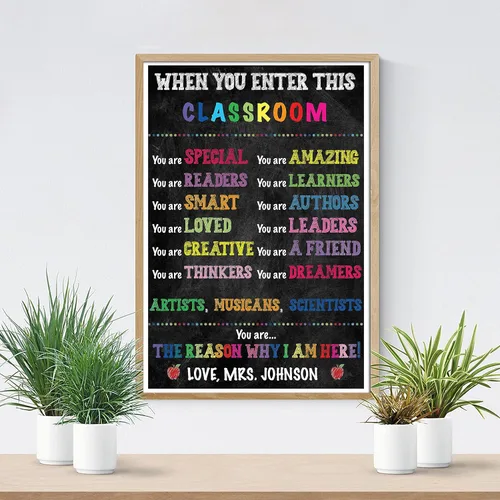 Miniatura 4 de Póster personalizado de reglas del aula, personalizado cuando entras en este aula, póster motivacional positivo inspirador para profesores, CRP001