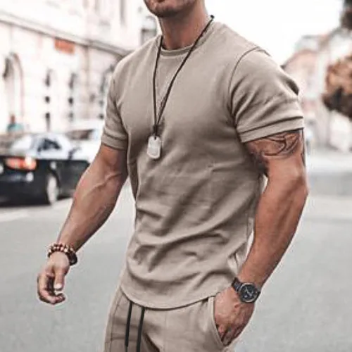 Miniatura 3 de Conjunto deportivo de verano de 2 piezas para hombre, camisetas de manga corta y pantalones cortos, conjunto deportivo deportivo deportivo