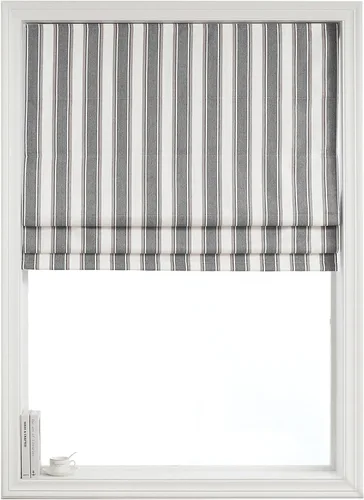Miniatura 9 de Everyday Celebration Persianas romanas para ventanas, 100% opacas, sin cordones, rayas verticales, persianas de tela tejida, 26 pulgadas de ancho x