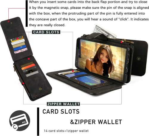 Miniatura 4 de MODOS LOGICOS Funda para Samsung Galaxy Note 8, [Cartera desmontable Folio] [2 en 1] [Almacenamiento de efectivo con cremallera]