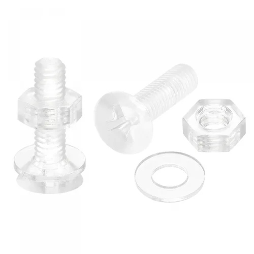 Miniatura 18 de uxcell Tornillos de máquina Phillips de plástico M4 x 0.787 in con tuercas y arandelas planas, pernos de máquina de cabeza plana de PC