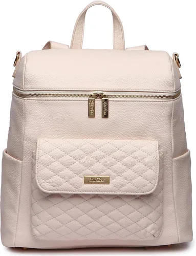 Miniatura 9 de Luli Bebe - Mochila grande para pañales de piel vegana moderna de diseñador con estilo para mamá, multiusos, espaciosa, con cambiador (marrón late)