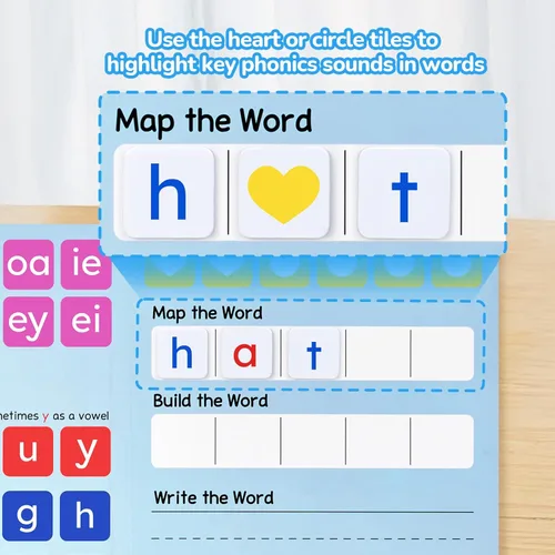 Miniatura 3 de JoyCat 265 Fichas Magnéticas de Letras Fonéticas - Hooked on Phonics, Set de Juegos de Lectura ABC con Carpeta para Formar Palabras y Estuche