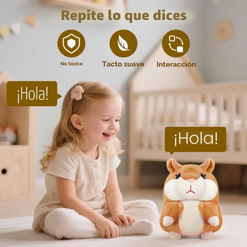 Miniatura 2 de SANJOIN Juguetes para niños pequeños, hámster parlante repite lo que dices para niños y niñas, animales de peluche, juguete sensorial interactivo