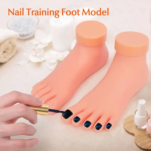 Miniatura 3 de krofaue Práctica de pie falso modelo 1 par flexible de silicona suave herramienta de manicura protésica para puntas de uñas entrenamiento de arte