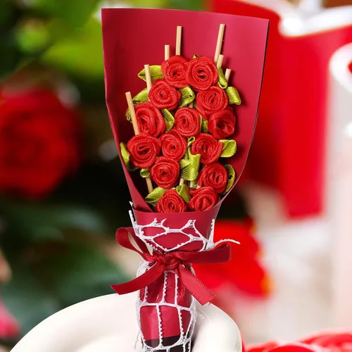 Miniatura 8 de Minisland Palillos de cóctel de flores de rosas multicolores, palillos de bambú de 4.7 pulgadas de largo para aperitivos, despedida de soltera