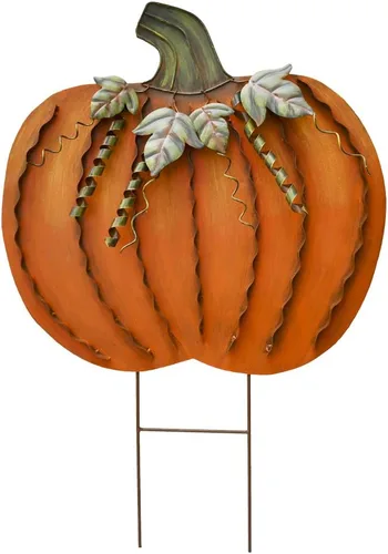 Miniatura 11 de Letreros de metal con estacas de calabaza, decoración de otoño, decoración decorativa de jardín, césped, calabazas, decoración de otoño al aire