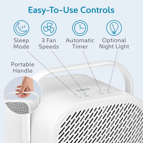 Miniatura 5 de Pure Enrichment PureZone DUO - Purificador de aire de mesa True HEPA, flujo de aire de doble dirección, filtración de 3 etapas que captura polvo