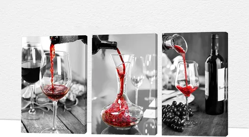 Arte de pared de comedor y cocina, arte moderno para pared, cuadros para cocina y comedor, arte de pared de copas de vino tinto, arte de pared para