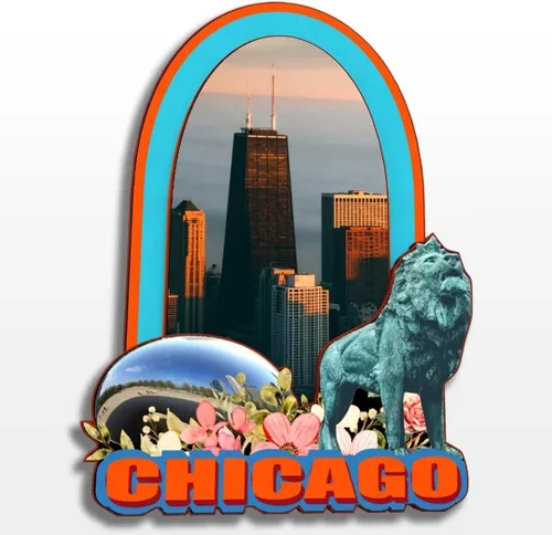 Miniatura 16 de Imán de madera para nevera de Chicago, Illinois, Estados Unidos, América, colección de madera, 3D, hecho a mano, recuerdos de la ciudad