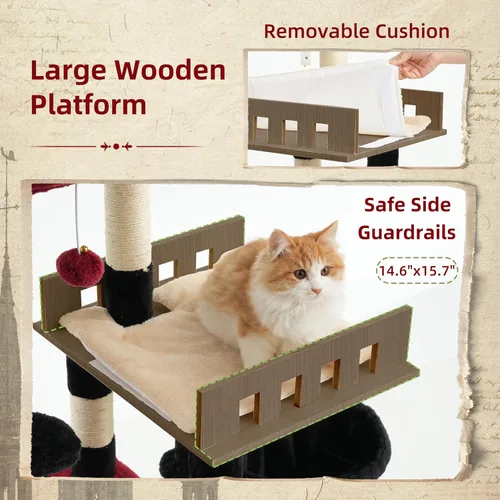 Miniatura 3 de Gitelsnour Árbol para gatos para gatos de interior grandes y adultos, torre para gatos resistente para gatos grandes de 20 libras o más, refugio