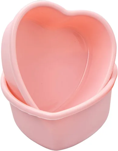 Miniatura 2 de Mini molde de silicona de 4 pulgadas para tartas de corazón, paquete de 2 moldes antiadherentes para el día de San Valentín, aniversario