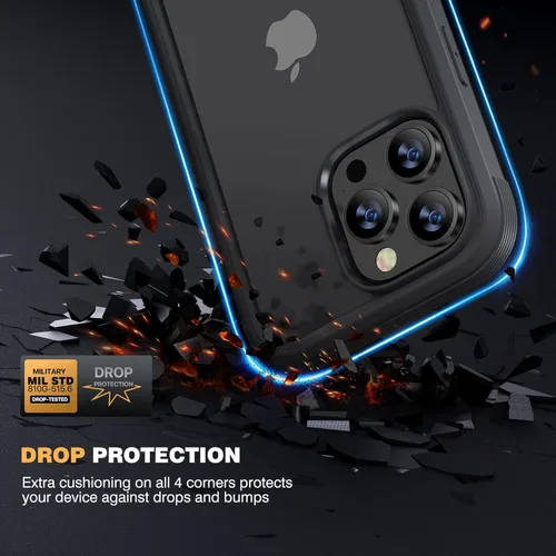 Miniatura 3 de Diaclara - Funda diseñada para iPhone 14 Pro de 6.1 pulgadas, resistente, de cuerpo completo, con protector de pantalla sensible al tacto y Negro