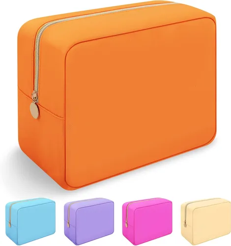 Miniatura 47 de Iqimott Bolsa Grande de Maquillaje de Nylon para Viaje, Bolsa de Cosméticos Preppy Grande Organizadora de Maquillaje de Nylon Bolsa de Artículos