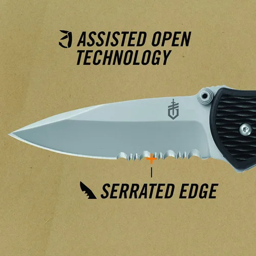 Miniatura 2 de Gerber Gear FAST Draw Cuchillo de Bolsillo, Cuchillo Plegable EDC de Apertura Asistida, Filo Dentado