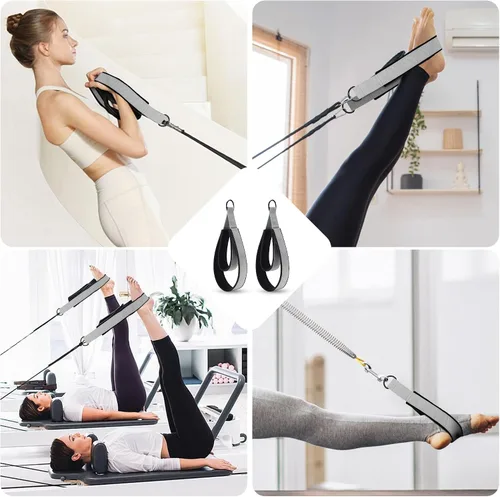 Miniatura 5 de 2 correas cómodas de doble bucle para Pilates de grosor mejorado, correa de anillo en D para gimnasio en casa y accesorios de entrenamiento de yoga