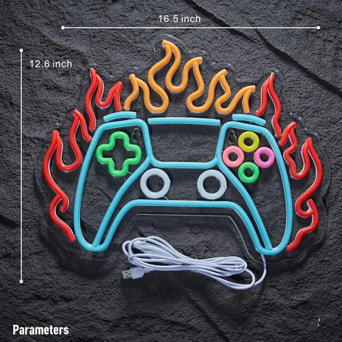 Miniatura 5 de Letrero de neón para jugador, letrero LED con mando de videojuegos, luz LED para decoración de habitación de jugadores, letreros de neón para rojo