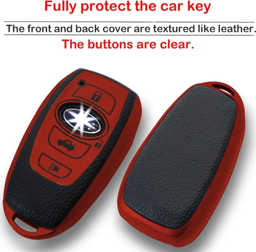 Miniatura 4 de Kirsnda para Subaru Funda para llavero con llavero, Funda de TPU suave con textura/Protector de llave, 4 botones, compatible con BRZ Legacy Outback