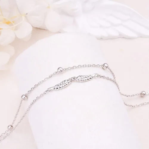 Miniatura 5 de Ladytree Tobillera para mujer de plata de ley 925 ajustable con cuentas de corazón y circonita cúbica