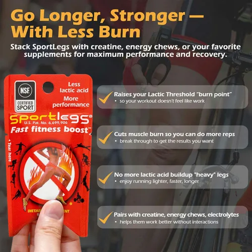 Miniatura 3 de SPORTLEGS Fast Fitness Boost Pre Workout para hombres y mujeres, suplemento de ácido láctico, combustible de resistencia deportiva, suplementos