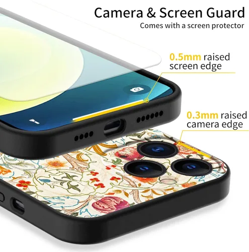 Miniatura 3 de Berkin Arts Funda de silicona compatible con iPhone 12 Pro Max con protector de pantalla de flores ornamentales intrincadas rosas