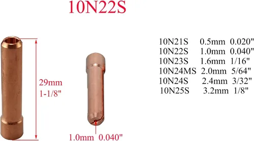 Miniatura 4 de RIVERWELD TIG Stubby - Cuerpos de pinza de lente de gas 17GL116 10N23S 1/16 "17GL332 10N24S 3/32 pulgadas, boquilla de cuarzo transparente #10 5/8