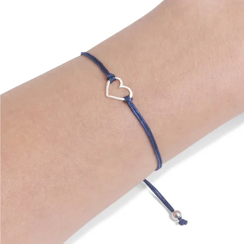 Miniatura 2 de Claudia Lira Joyas clásico azul para mujer pulsera de amistad pequeña hecha a mano de plata de ley abierta en forma de corazón cordón ajustable