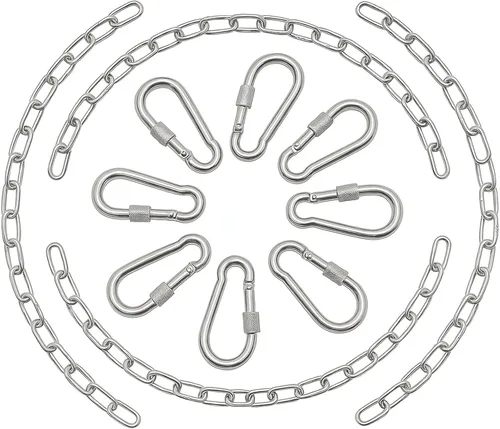 Miniatura 14 de Paquete de 2 cadenas colgantes de 25 pulgadas con 4 mosquetones, kits colgantes de capacidad de 440 libras, herrajes resistentes para sillas
