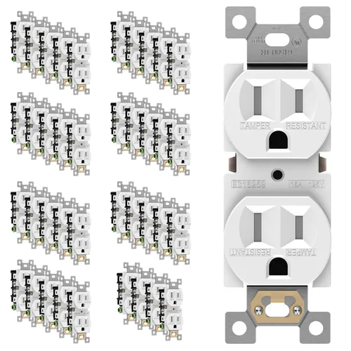 Miniatura 31 de ENERLITES Toma de corriente dúplex, tomacorrientes eléctricos de pared resistentes a manipulaciones, grado residencial, 3 cables, autoconexión a
