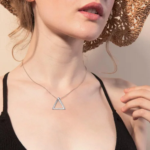 Miniatura 7 de DAOCHONG Collar de plata de ley 925 con formas geométricas, triángulorectángulorombocírculo, collar con colgante para mujer