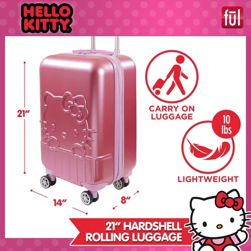 Miniatura 2 de FUL Hello Kitty - Maleta de mano con ruedas, Rosado, Hello Kitty - Maleta de mano rígida con ruedas