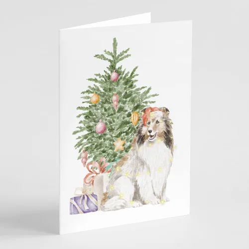 Miniatura 46 de Caroline's Treasures CK8213GCA7P Bulldog, Bulldog Inglés #2 - Tarjetas de felicitación y sobres de árbol de Navidad, paquete de 8 tarjetas en blanco