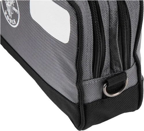 Miniatura 12 de Klein Tools Bolsa de herramientas, compartimentos dobles, organizador de bolsas de herramientas de alta resistencia, bolsa multiusos Gris