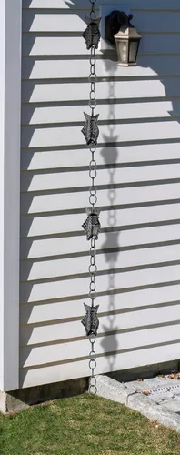 Miniatura 5 de Cadena de lluvia de aluminio negro de pescado de 8.5 pies con clip de instalación de canalón Good Directions
