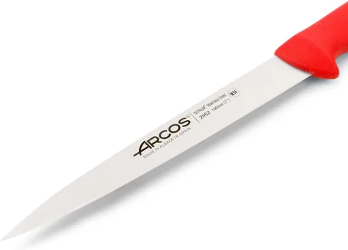 Miniatura 3 de Arcos Cuchillo de filete de acero inoxidable nitrum de 7 pulgadas. Mango ergonómico de polipropileno y hoja de 7.480 in. Cuchillo afilado para Rojo