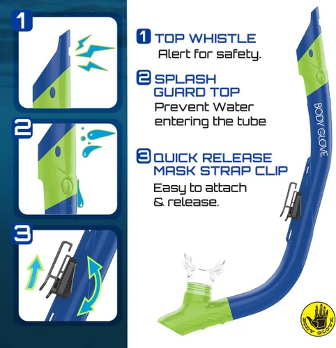 Miniatura 3 de Body Glove Aquatic - Grape Youth - Combo de máscara y esnórquel - Snorkel, buceo y natación - Vidrio templado para adultos-tubo flexible