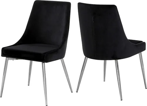 Miniatura 9 de Meridian Furniture Karina Collection Modern - Silla de comedor tapizada de terciopelo contemporánea con patas de metal resistentes, juego de 2, 19.5