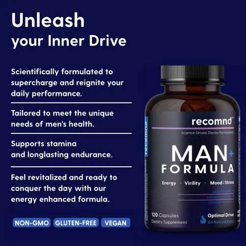 Miniatura 2 de Nutrición - Fórmula Man+, apoyo energético, suplementos de apoyo muscular para hombres con vitamina E, palma enana americana, ginseng rojo coreano