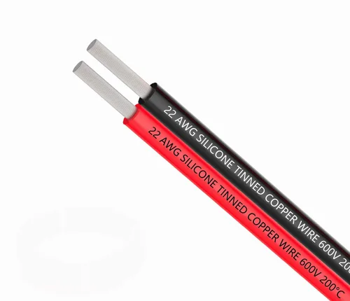 TUOFENG Cable eléctrico de silicona de 22 AWG de 30 pies [15 pies negro y 15 pies rojo] 2 conductores de alambre paralelo cables de cobre estañado