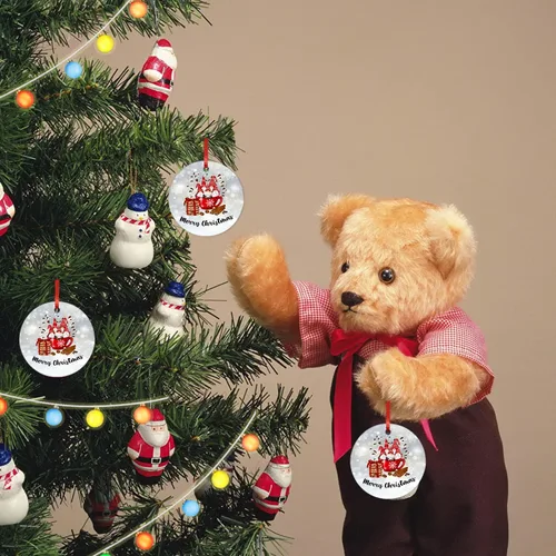 Miniatura 8 de ArogGeld Adorno redondo de cerámica con diseño de gnomo de Navidad, recuerdo de porcelana plana, árbol de Navidad, vacaciones, decoración de fiesta