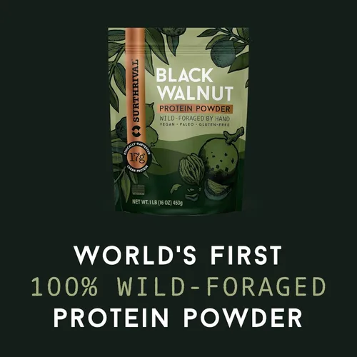 Miniatura 8 de Surthrival: Proteína en polvo de nogal negro, forrajada silvestre, cosechada éticamente, 0.76 onzas de proteína, de origen estadounidense, vegano