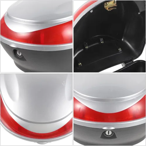 Miniatura 8 de Maletero de motocicleta de 11.81 x 11.02 x 8.26 pulgadas, caja trasera de gran capacidad, con bloqueo de seguridad, almacenamiento trasero